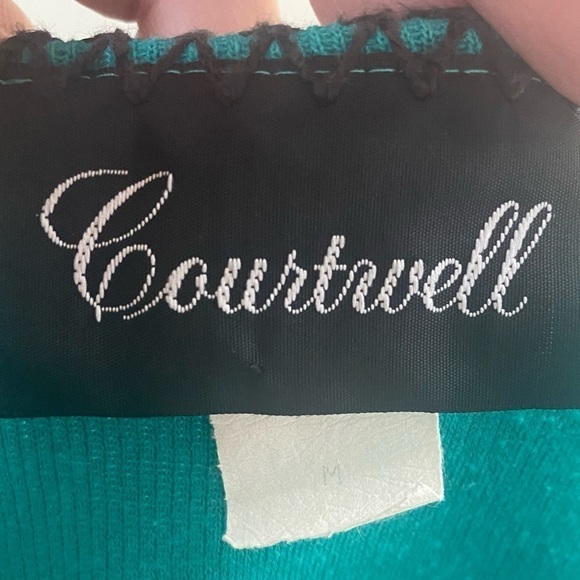 Vintage COURTWELL GREEN W SILKSCREEN LEAF PRINT - COTTON BLEND MAXI DRESS SZ M - Picture 8 of 9